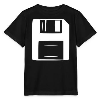 Retro_Vintage_80er_90er_Jahre_Diskette_weiss_Ge - T-shirt bio MINI CREATOR Stanley/Stella Enfant - noir - Devant - Mikhail (115cm)