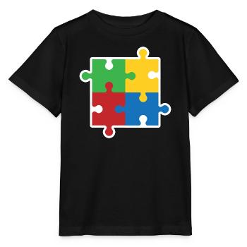 Icône du puzzle de l’autisme - T-shirt bio MINI CREATOR Stanley/Stella Enfant - noir - Devant - Mikhail (115cm)