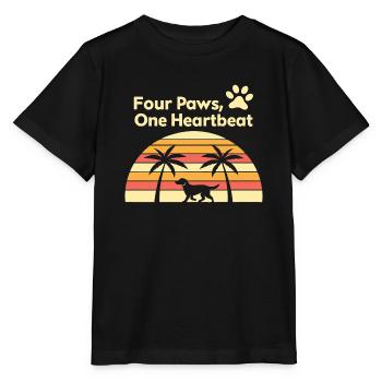 Four paws and sunset dog design - Stanley/Stella MINI CREATOR Kids’ T-Shirt - black - Front - Mikhail (115cm)