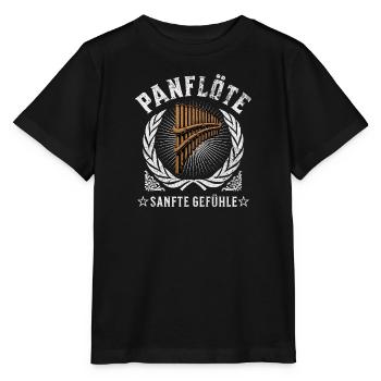Panflöte - Sanfte Gefühle Panflötenspieler - Stanley/Stella Kinder T-Shirt MINI CREATOR  - Schwarz - Vorne - Mikhail (115cm)