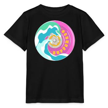 Motif surfskate en rose jaune avec des vagues - T-shirt bio MINI CREATOR Stanley/Stella Enfant - noir - Devant - Mikhail (115cm)