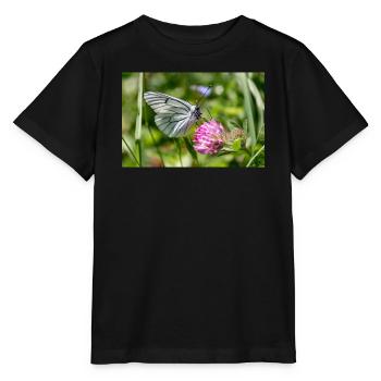 Papillon blanc arborescente sur la fleur - T-shirt bio MINI CREATOR Stanley/Stella Enfant - noir - Devant - Mikhail (115cm)