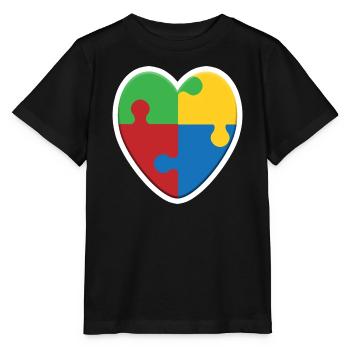 Puzzle du cœur de l’autisme - T-shirt bio MINI CREATOR Stanley/Stella Enfant - noir - Devant - Mikhail (115cm)
