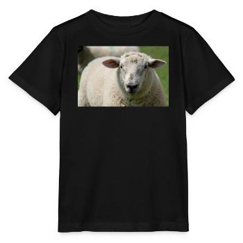 Gros plan d’un mouton - T-shirt bio MINI CREATOR Stanley/Stella Enfant - noir - Devant - Mikhail (115cm)
