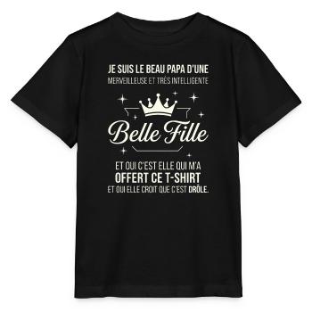 Beau Papa Merveilleuse Belle Fille Drôle - T-shirt bio MINI CREATOR Stanley/Stella Enfant - noir - Devant - Mikhail (115cm)