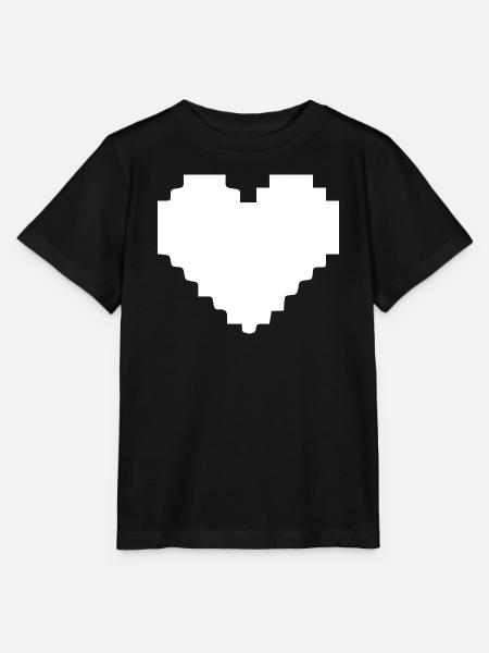 Weißes Herz weiß Pixelherz Geschenk  - Stanley/Stella Kinder T-Shirt MINI CREATOR  - Schwarz