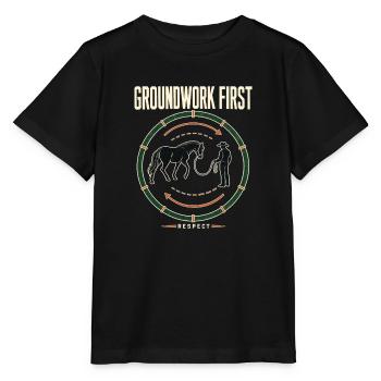 Pferdetrainer Groundwork First Round Laufdiagramm - Stanley/Stella Kinder T-Shirt MINI CREATOR  - Schwarz - Vorne - Mikhail (115cm)