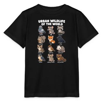 Faune urbaine adorable de la ville - T-shirt bio MINI CREATOR Stanley/Stella Enfant - noir - Devant - Mikhail (115cm)
