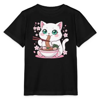 Ramen Chaton Nouilles - T-shirt bio MINI CREATOR Stanley/Stella Enfant - noir - Devant - Mikhail (115cm)
