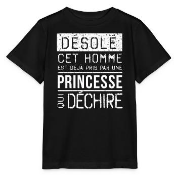 Desole Cet Homme Est Deja Pris Par Une Princess... - T-shirt bio MINI CREATOR Stanley/Stella Enfant - noir - Devant - Mikhail (115cm)