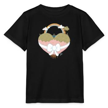 Paysage du cœur avec arc-en-ciel - T-shirt bio MINI CREATOR Stanley/Stella Enfant - noir - Devant - Mikhail (115cm)