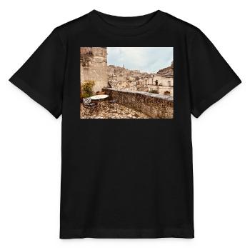Terrasse dans un village de pierre - T-shirt bio MINI CREATOR Stanley/Stella Enfant - noir - Devant - Mikhail (115cm)