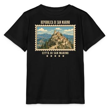 San Marino Città di San Marino Vintage Reisemarke - Stanley/Stella Kinder T-Shirt MINI CREATOR  - Schwarz - Vorne - Mikhail (115cm)