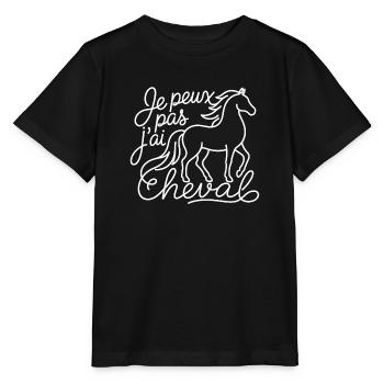 Je peux pas j'ai cheval – line art - T-shirt bio MINI CREATOR Stanley/Stella Enfant - noir - Devant - Mikhail (115cm)
