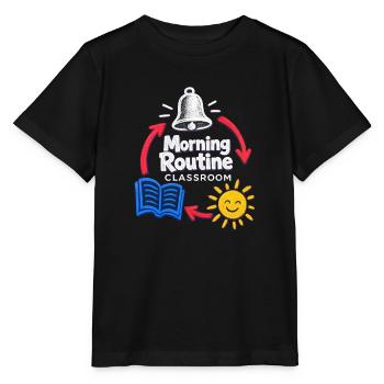 Routine du matin : Enseignant de classe de retour à l’école - T-shirt bio MINI CREATOR Stanley/Stella Enfant - noir - Devant - Mikhail (115cm)