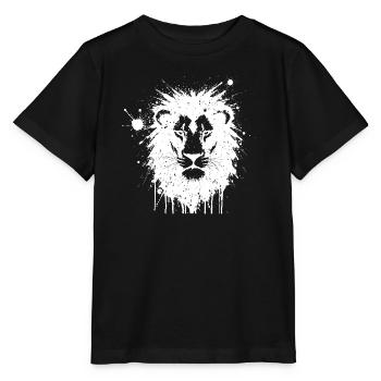 Löwe in weißen Tintentropfen - Stanley/Stella Kinder T-Shirt MINI CREATOR  - Schwarz - Vorne - Mikhail (115cm)