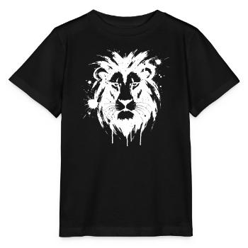 Lion Blanc Éclaboussures Peinture - T-shirt bio MINI CREATOR Stanley/Stella Enfant - noir - Devant - Mikhail (115cm)