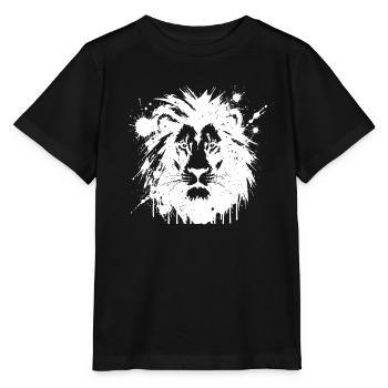 Lion en éclaboussures blanc - T-shirt bio MINI CREATOR Stanley/Stella Enfant - noir - Devant - Mikhail (115cm)