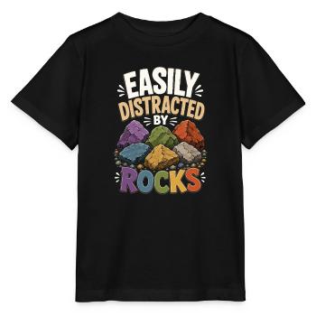 Recherche de pierre, géode, fossiles, géologie, nature, don - T-shirt bio MINI CREATOR Stanley/Stella Enfant - noir - Devant - Mikhail (115cm)