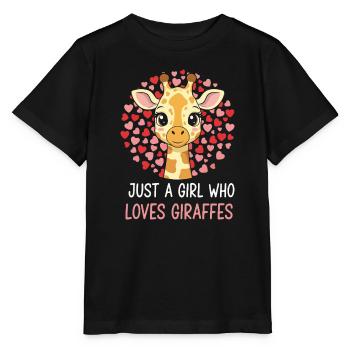 Mädchen liebt Giraffen Herz-Illustration - Stanley/Stella Kinder T-Shirt MINI CREATOR  - Schwarz - Vorne - Mikhail (115cm)