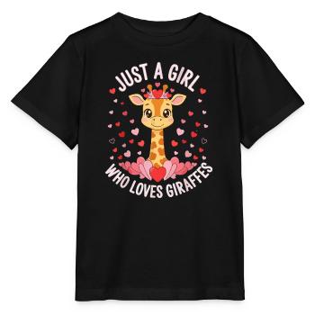 Nur ein Mädchen liebt Giraffen - Stanley/Stella Kinder T-Shirt MINI CREATOR  - Schwarz - Vorne - Mikhail (115cm)