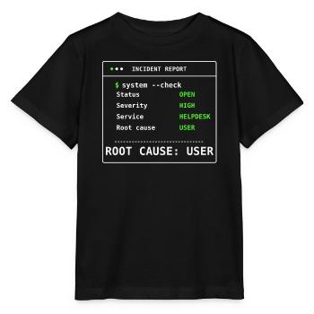 Cadeau humoristique IT Report Report d’incident de vérification système - T-shirt bio MINI CREATOR Stanley/Stella Enfant - noir - Devant - Mikhail (115cm)