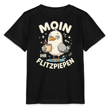 Moin Ihr Flitzpiepen Kaffee Duck - Stanley/Stella Kinder T-Shirt MINI CREATOR  - Schwarz - Vorne - Mikhail (115cm)