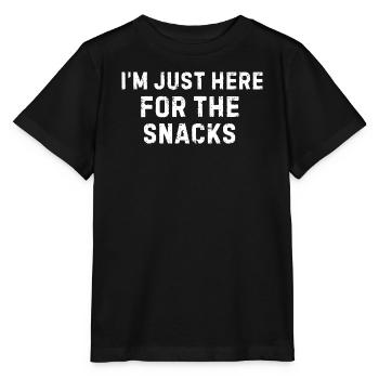 Ich bin nur wegen der Snacks hier. Lustig. - Stanley/Stella Kinder T-Shirt MINI CREATOR  - Schwarz - Vorne - Mikhail (115cm)