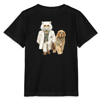 Old Money Cat – Elegance on Velvet Paws - Stanley/Stella MINI CREATOR Kids’ T-Shirt - black - Front - Mikhail (115cm)