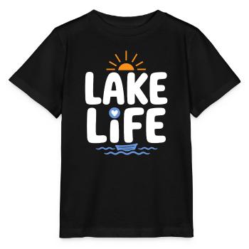 Lake Life Sonnenaufgangsabzeichen - Stanley/Stella Kinder T-Shirt MINI CREATOR  - Schwarz - Vorne - Mikhail (115cm)