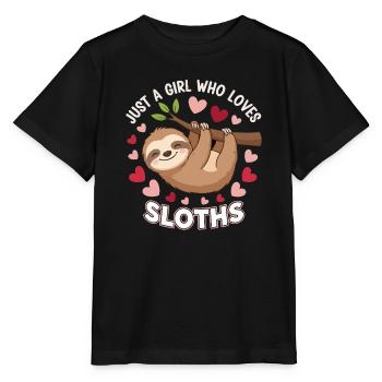 Faultier-Liebe Shirt für Mädchen - Stanley/Stella Kinder T-Shirt MINI CREATOR  - Schwarz - Vorne - Mikhail (115cm)