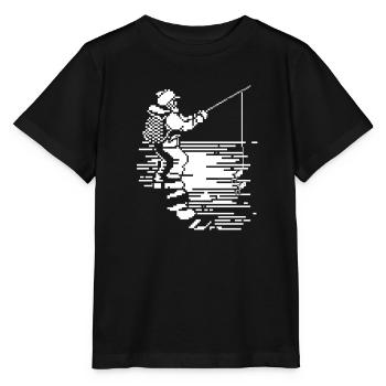 Pêche au pixel art - T-shirt bio MINI CREATOR Stanley/Stella Enfant - noir - Devant - Mikhail (115cm)
