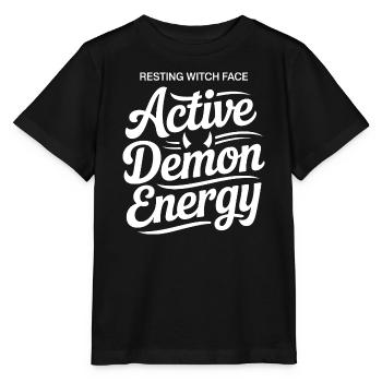 Aktiv-Dämonen-Energie-Typografie - Stanley/Stella Kinder T-Shirt MINI CREATOR  - Schwarz - Vorne - Mikhail (115cm)