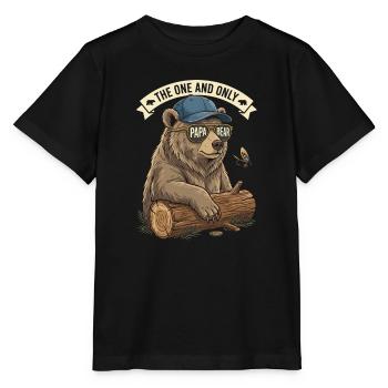 Papa Ours Cool - Cadeau Pêche et Nature - T-shirt bio MINI CREATOR Stanley/Stella Enfant - noir - Devant - Mikhail (115cm)