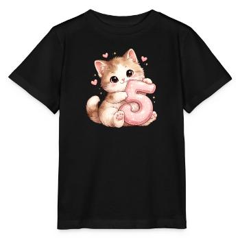 Kätzchen 5 Geburtstag - Stanley/Stella Kinder T-Shirt MINI CREATOR  - Schwarz - Vorne - Mikhail (115cm)