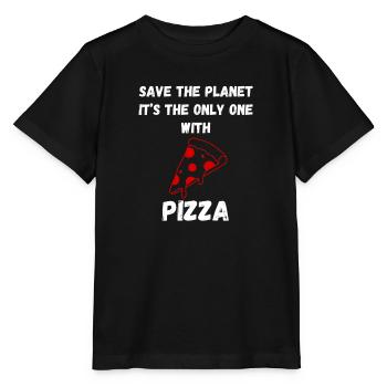 Rette den Planeten – Es ist die einzige Pizza mit Pizza - Stanley/Stella Kinder T-Shirt MINI CREATOR  - Schwarz - Vorne - Mikhail (115cm)