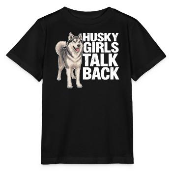 Husky-Mädchen widersprechen lustiger sibirischer Husky-Hund - Stanley/Stella Kinder T-Shirt MINI CREATOR  - Schwarz - Vorne - Mikhail (115cm)