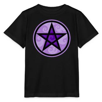 Pentacle - pentagram in circle with purple swirls - Stanley/Stella MINI CREATOR Kids’ T-Shirt - black - Front - Mikhail (115cm)