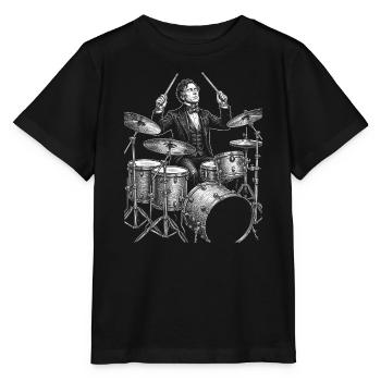 Franklin Pierce Trommler Skizzenstil - Stanley/Stella Kinder T-Shirt MINI CREATOR  - Schwarz - Vorne - Mikhail (115cm)