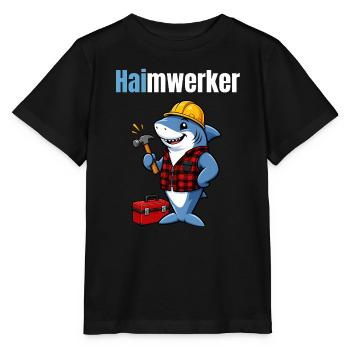 Haimwerker – Lustiger Hai Handwerker - Stanley/Stella Kinder T-Shirt MINI CREATOR  - Schwarz - Vorne - Mikhail (115cm)