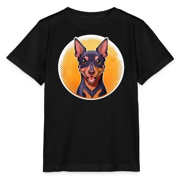 Pinscher (Comic-Porträt) - Stanley/Stella Kinder T-Shirt MINI CREATOR  - Schwarz - Vorne - Mikhail (115cm)