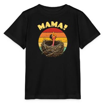 Mama Hatch Nest Retro Sonnenuntergang - Stanley/Stella Kinder T-Shirt MINI CREATOR  - Schwarz - Vorne - Mikhail (115cm)