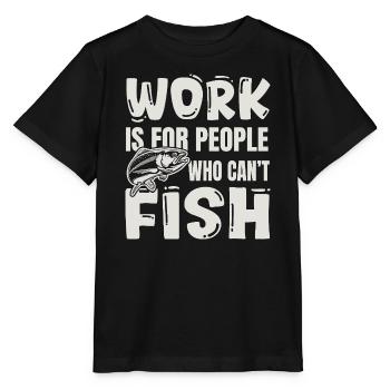 Angelhumor – Geschenk eines Fischerkollegen - Stanley/Stella Kinder T-Shirt MINI CREATOR  - Schwarz - Vorne - Mikhail (115cm)