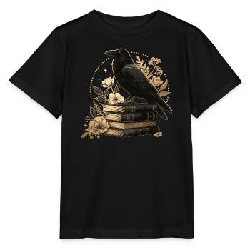 Rabe auf Büchern - Stanley/Stella Kinder T-Shirt MINI CREATOR  - Schwarz - Vorne - Mikhail (115cm)