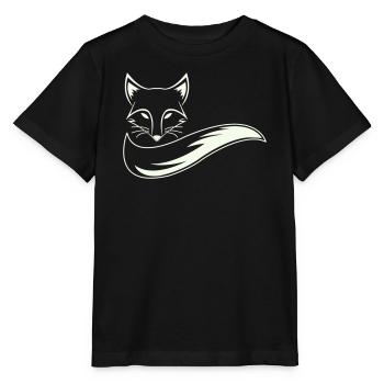 Fuchs Silhouette mit Schweif - Stanley/Stella Kinder T-Shirt MINI CREATOR  - Schwarz - Vorne - Mikhail (115cm)