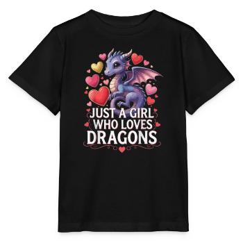 Drachenliebendes Mädchen - Stanley/Stella Kinder T-Shirt MINI CREATOR  - Schwarz - Vorne - Mikhail (115cm)