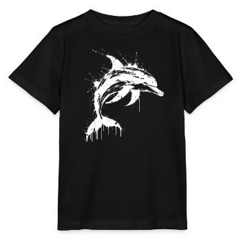 Dolphin Paint Splash White - Stanley/Stella Kinder T-Shirt MINI CREATOR  - Schwarz - Vorne - Mikhail (115cm)