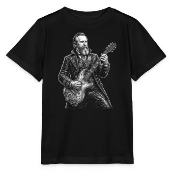 Rutherford B Hayes  mit Gitarre - Stanley/Stella Kinder T-Shirt MINI CREATOR  - Schwarz - Vorne - Mikhail (115cm)
