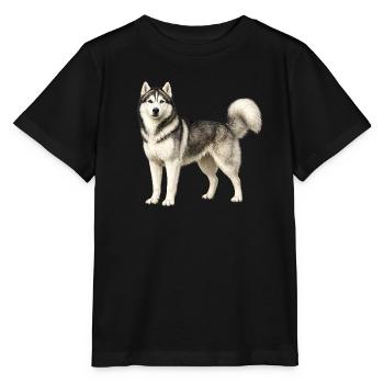 Husky portrait in the fog - Stanley/Stella MINI CREATOR Kids’ T-Shirt - black - Front - Mikhail (115cm)