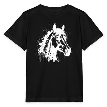 Horse Head Paint Splash White - Stanley/Stella MINI CREATOR Kids’ T-Shirt - black - Front - Mikhail (115cm)